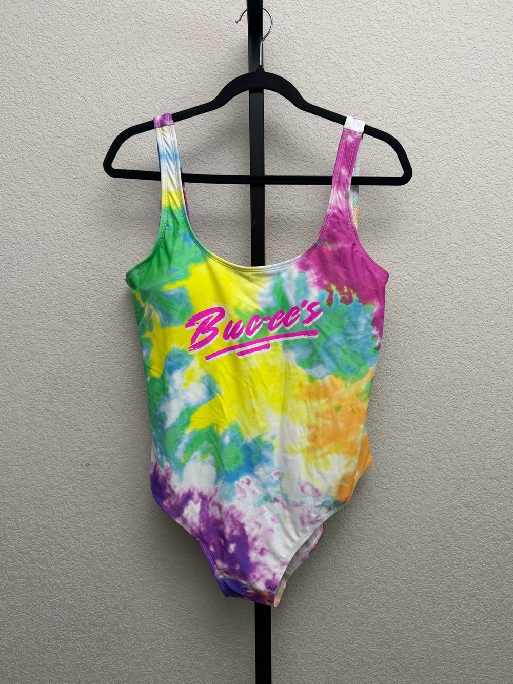 Buc-ee's Women’s Tie-Dye One-Piece Swimsuit in Bright Multicolor NWT